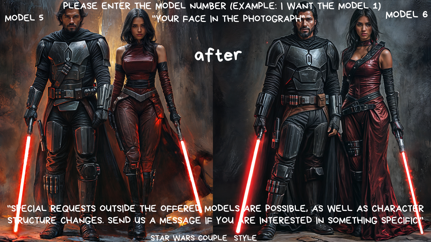 custom couple star wars darth vader style ,gift for couple ,custom couple ,portrait from photo,,wall art,gift,best gift,personalized prints