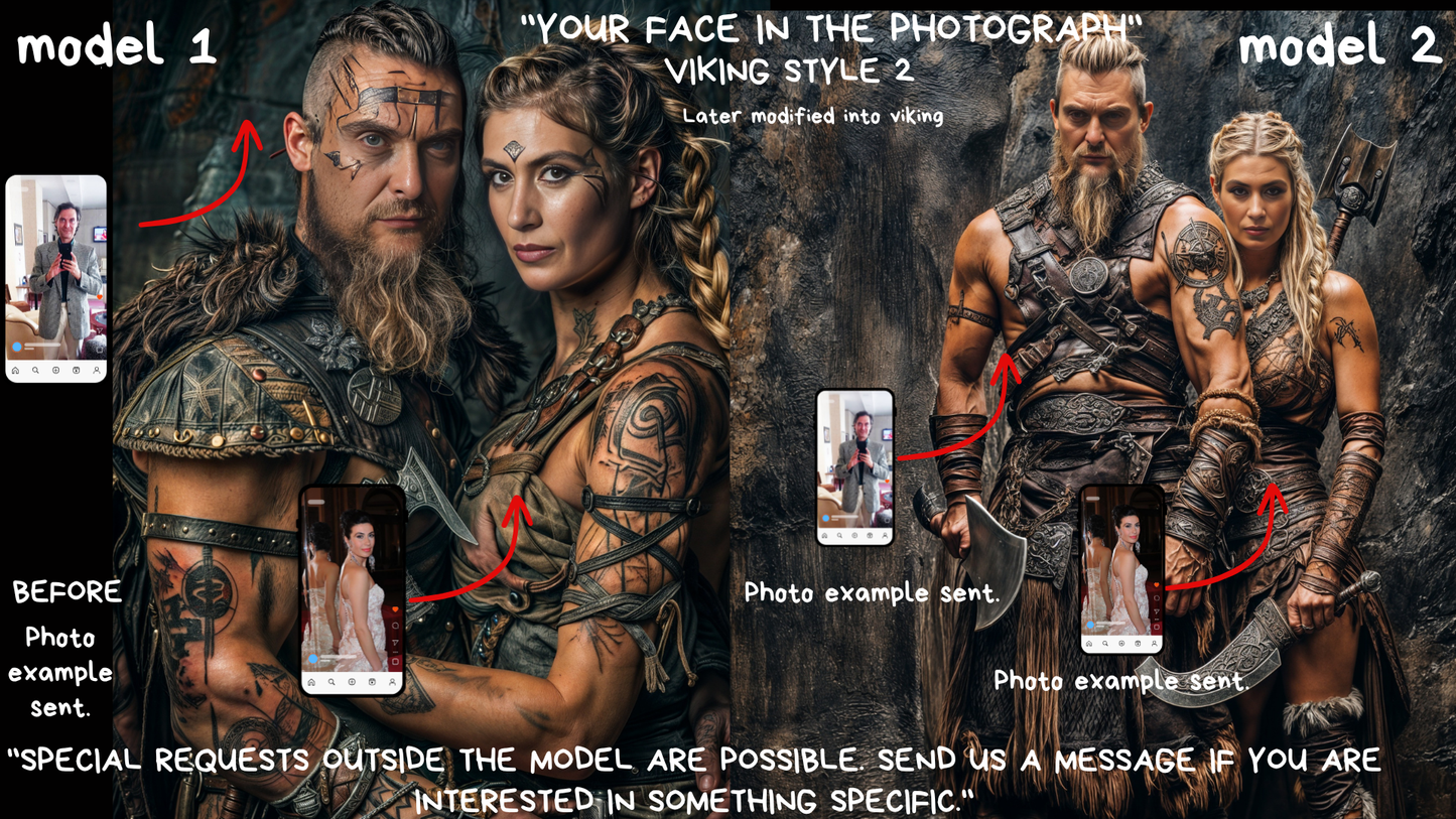 Custom Portrait ,Couple Viking Style from Picture, Custom Royal Couple Portrait, Birthday gift,wall art, personalized prints,gift for couple