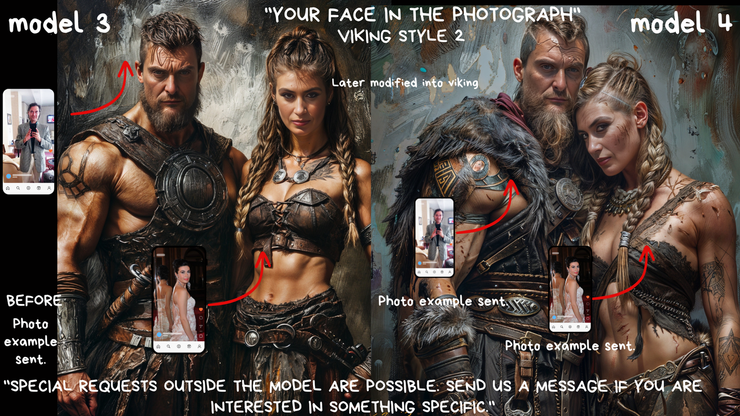 Custom Portrait ,Couple Viking Style from Picture, Custom Royal Couple Portrait, Birthday gift,wall art, personalized prints,gift for couple