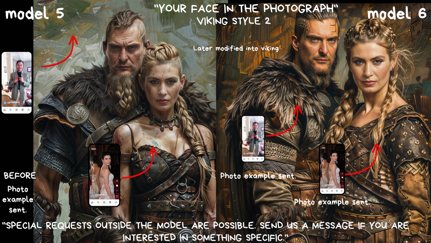 Custom Portrait ,Couple Viking Style from Picture, Custom Royal Couple Portrait, Birthday gift,wall art, personalized prints,gift for couple