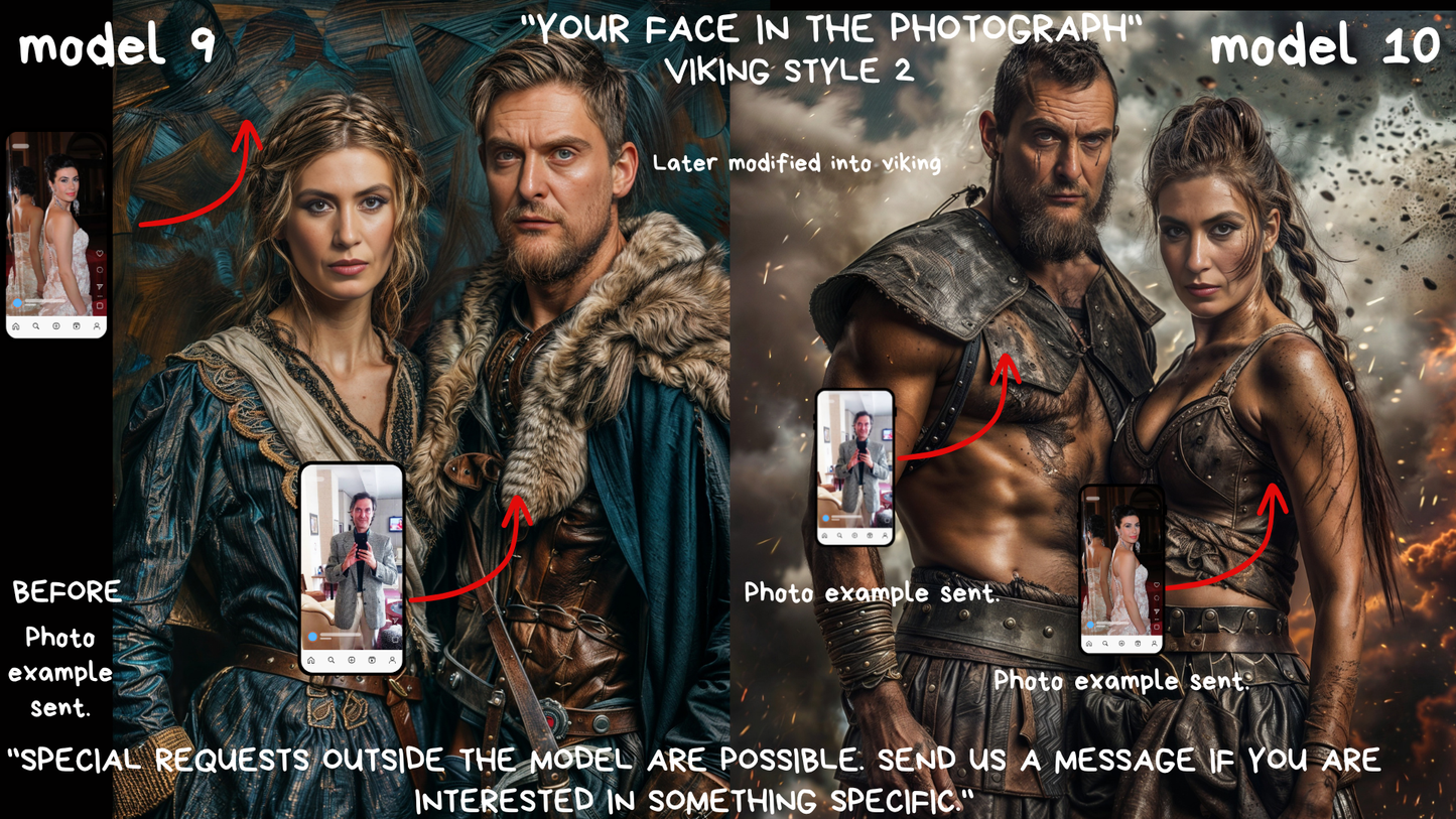 Custom Portrait ,Couple Viking Style from Picture, Custom Royal Couple Portrait, Birthday gift,wall art, personalized prints,gift for couple