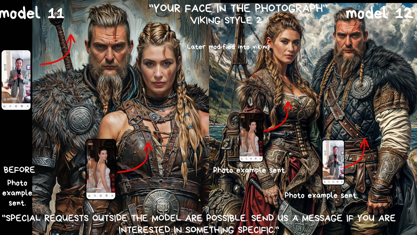Custom Portrait ,Couple Viking Style from Picture, Custom Royal Couple Portrait, Birthday gift,wall art, personalized prints,gift for couple