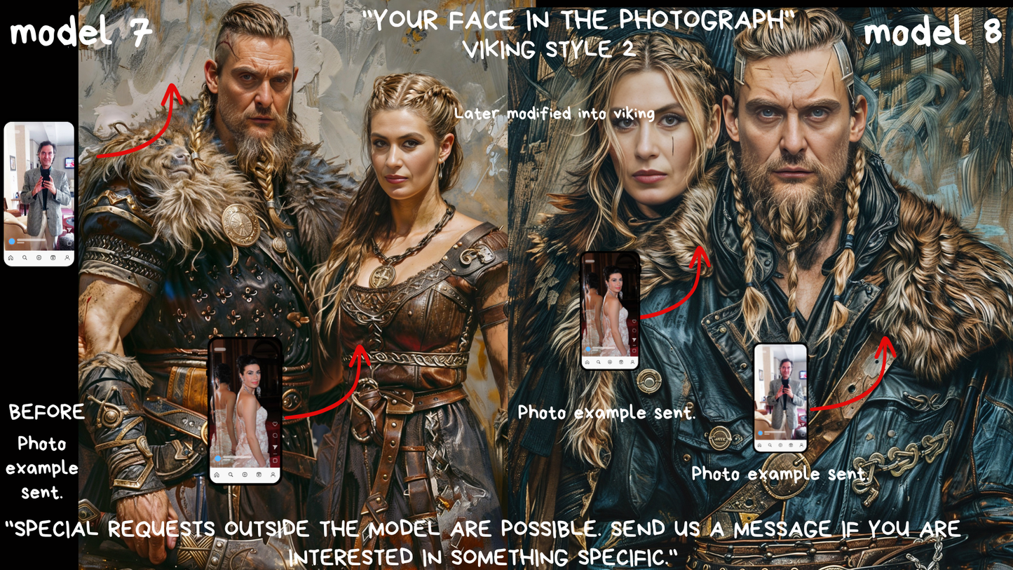 Custom Portrait ,Couple Viking Style from Picture, Custom Royal Couple Portrait, Birthday gift,wall art, personalized prints,gift for couple