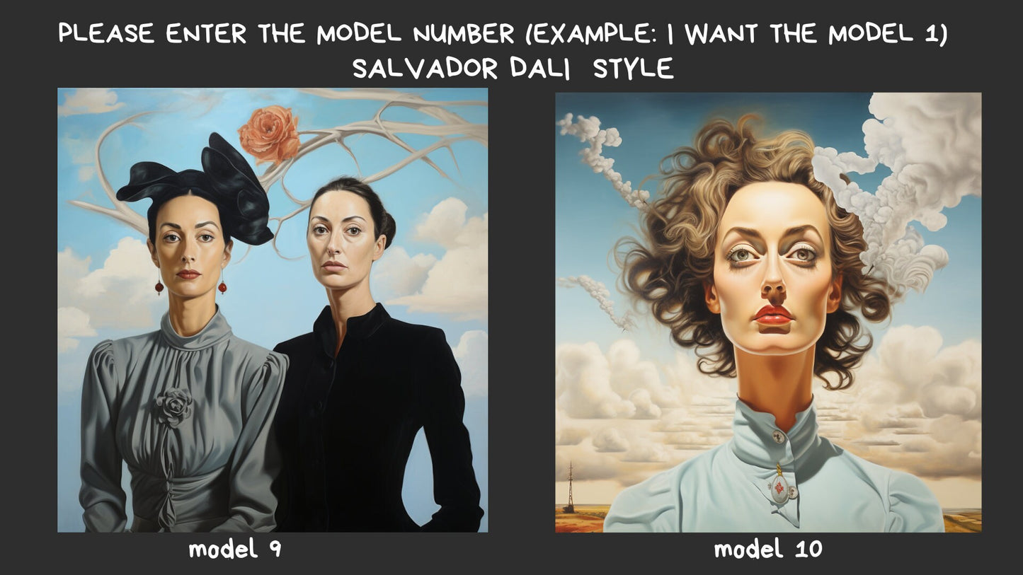 Personalized portraits ,salvador dali,wall art,gift for her,gift,custom gift,digital portrait,custom portrait,