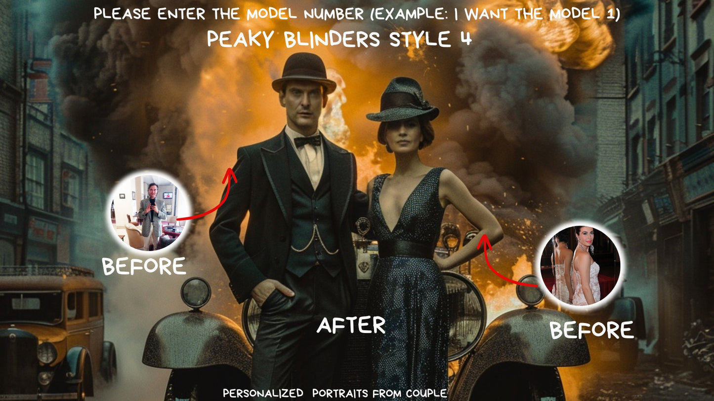 personalized couple portrait ,peaky blinders style,wall art,gift,gift for her,personalized prints,gift for him, ,personal portrait,custom