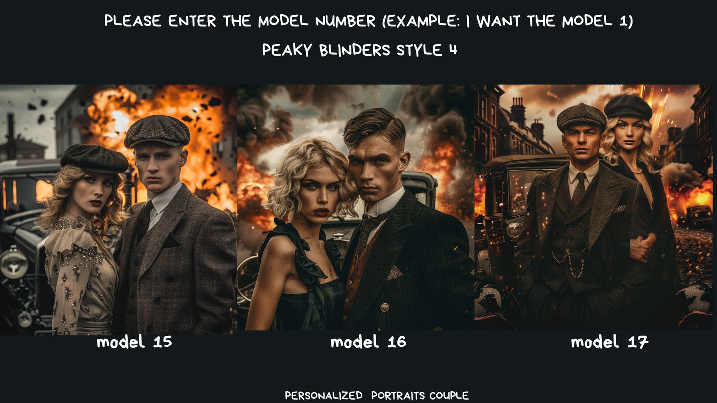 personalized couple portrait ,peaky blinders style,wall art,gift,gift for her,personalized prints,gift for him, ,personal portrait,custom