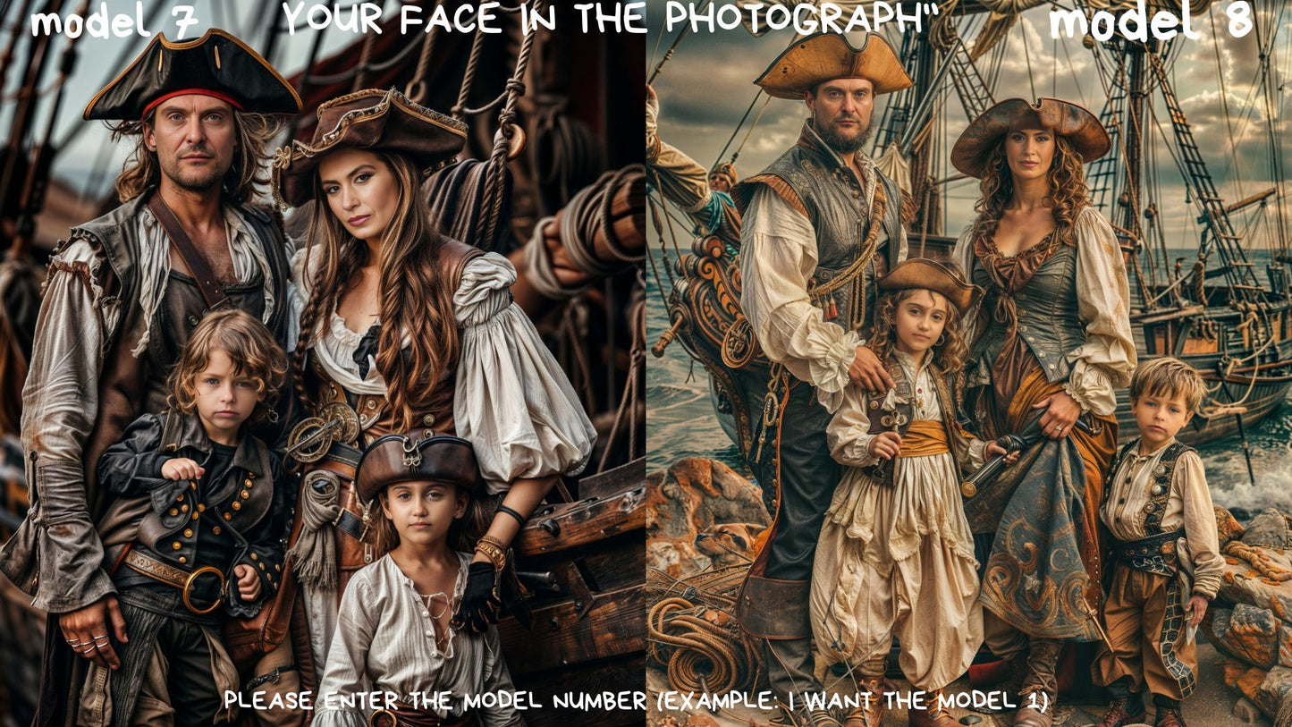 Personalized portraits Pirates Caribbean Family, group,The perfect gift for you, your family, your friends, loved ones ,family portrait,