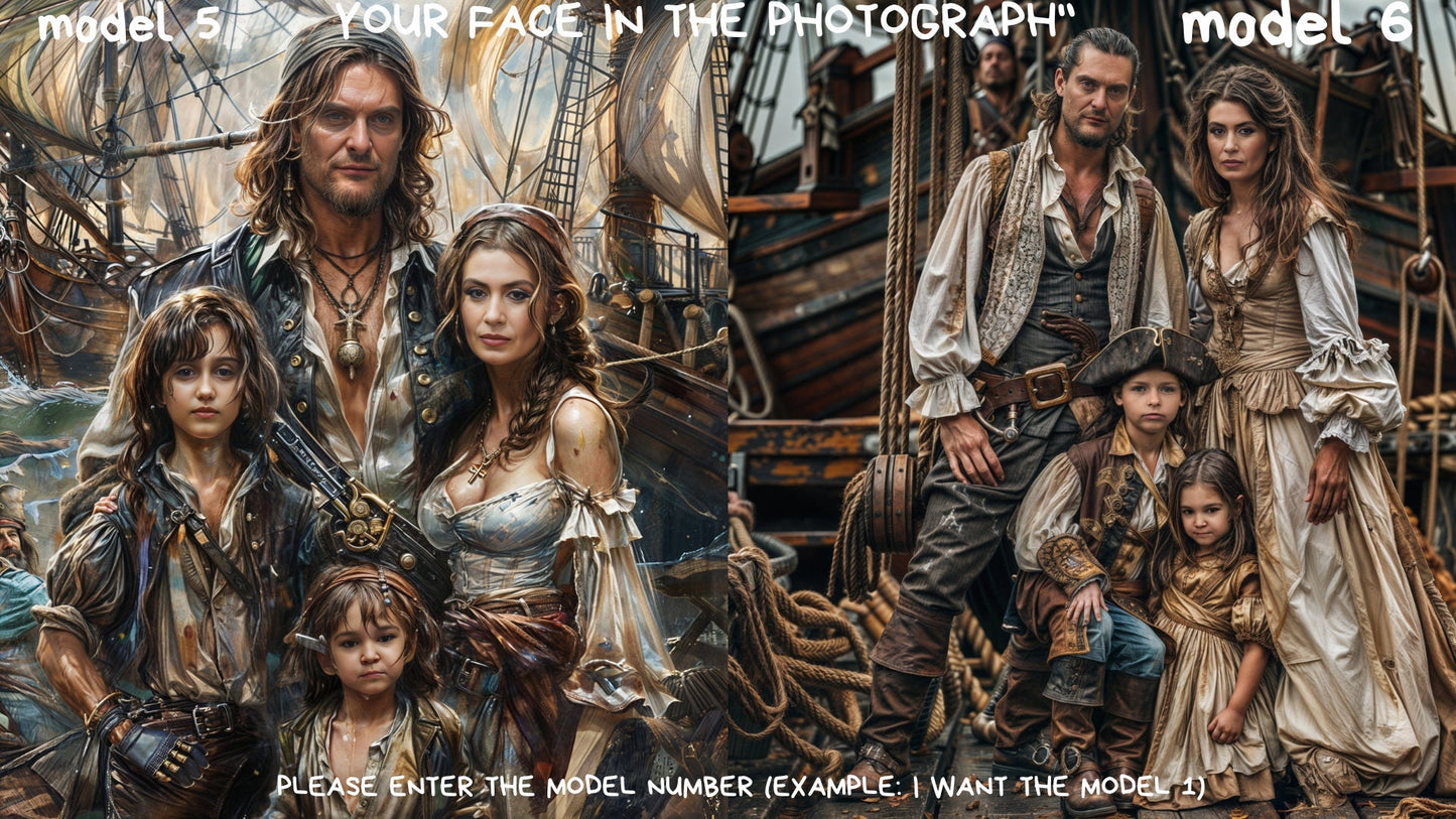 Personalized portraits Pirates Caribbean Family, group,The perfect gift for you, your family, your friends, loved ones ,family portrait,