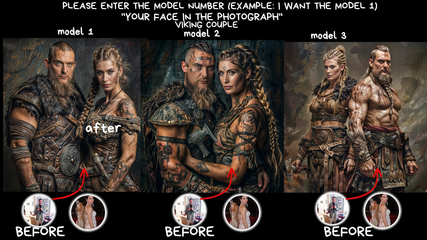 Custom Portrait ,Couple Viking Style from Picture, Custom Royal Couple Portrait, Birthday gift,wall art, personalized prints,gift for couple