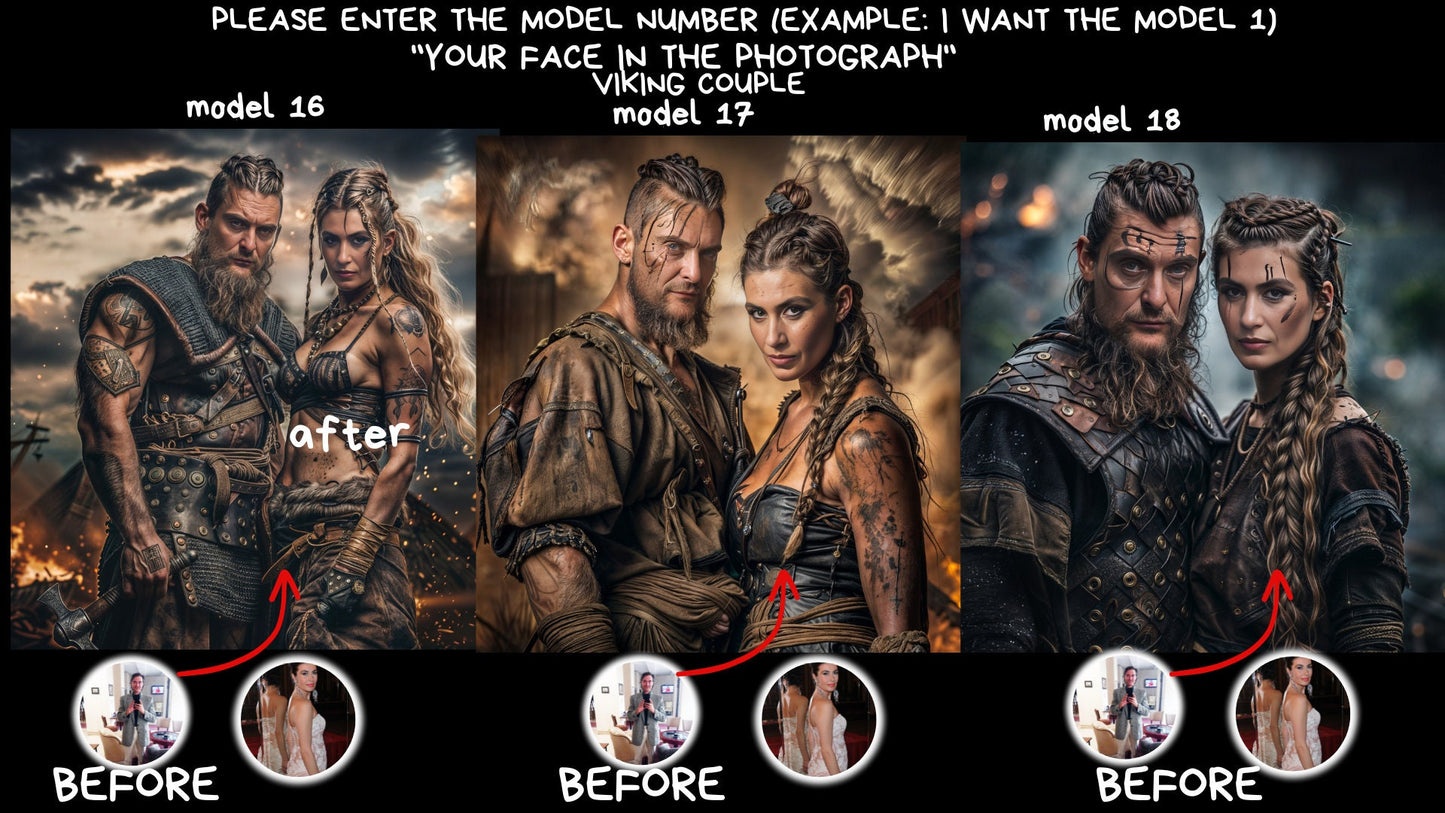 Custom Portrait ,Couple Viking Style from Picture, Custom Royal Family Portrait, Birthday gift,wall art, personalized prints,gift for couple