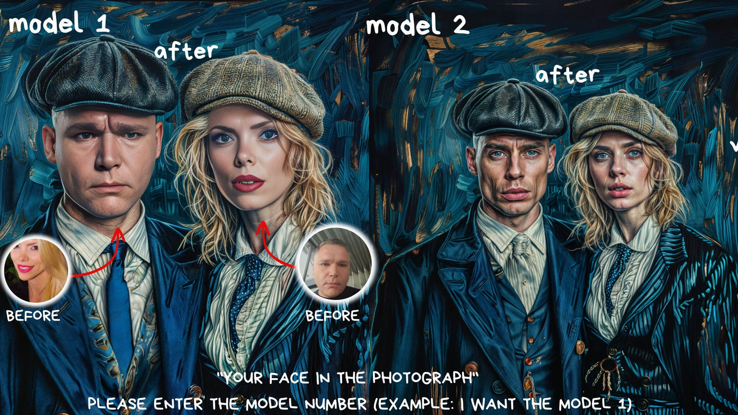 personalized couple portrait (peaky blinders style),wall art,gift,gift for her,personalized prints,gift for him, ,personal portrait