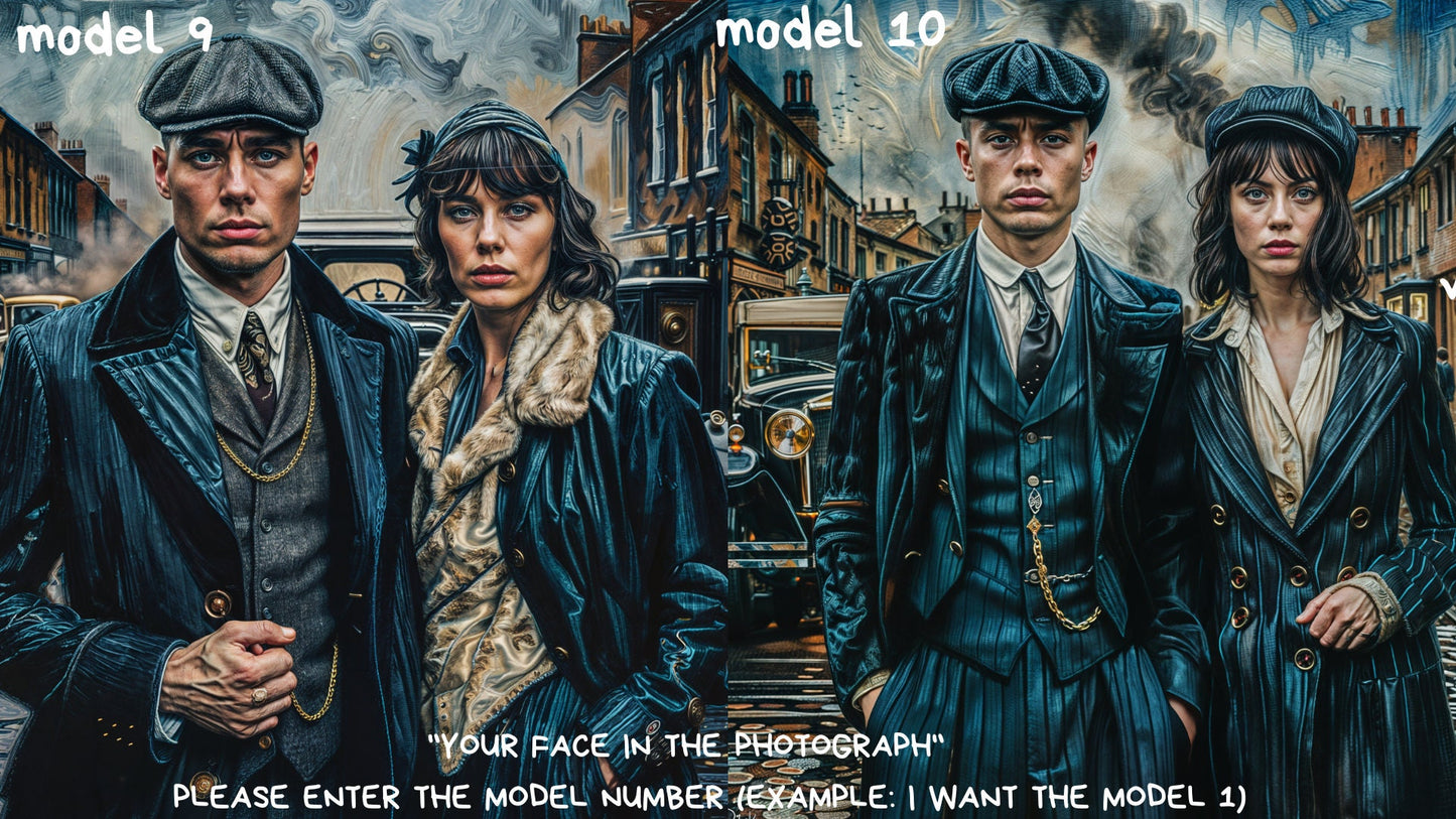personalized couple portrait (peaky blinders style),wall art,gift,gift for her,personalized prints,gift for him, ,personal portrait