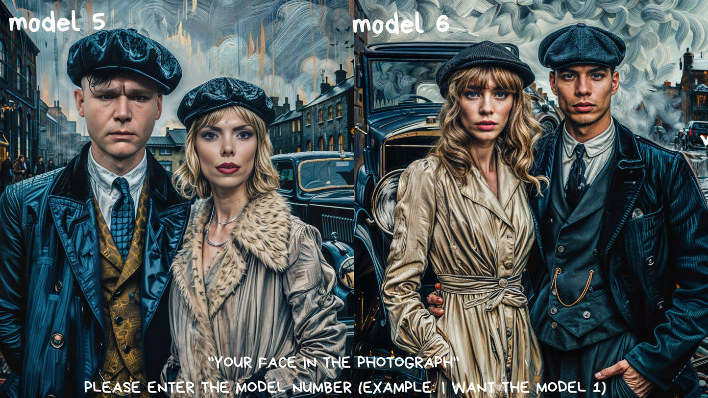 personalized couple portrait (peaky blinders style),wall art,gift,gift for her,personalized prints,gift for him, ,personal portrait