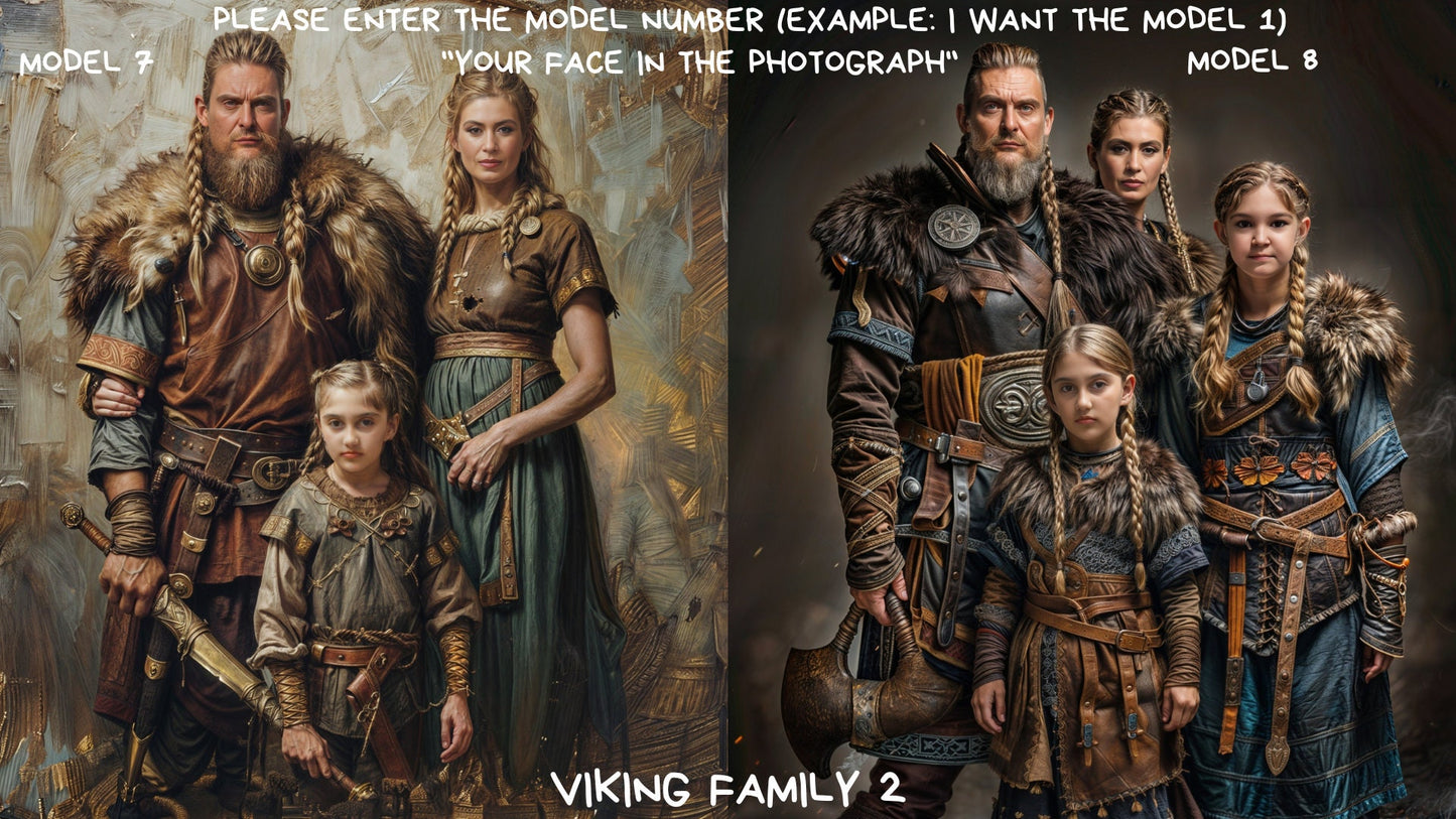 Custom Family Portrait ,Family Viking Style from Picture, Custom Royal Family Portrait, Birthday gift,wall art, personalized prints,