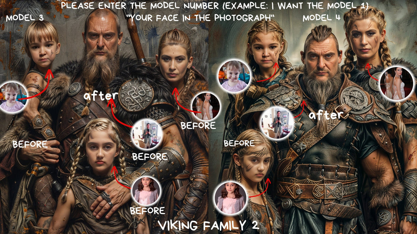 Custom Family Portrait ,Family Viking Style from Picture, Custom Royal Family Portrait, Birthday gift,wall art, personalized prints,