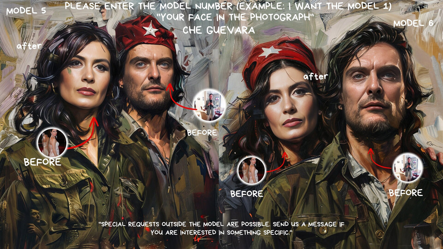 Personalized Che Guevara Portrait ,Couple  Che Guevara Style from Picture, Custom Portrait, ,wall art, personalized prints,gift for couple