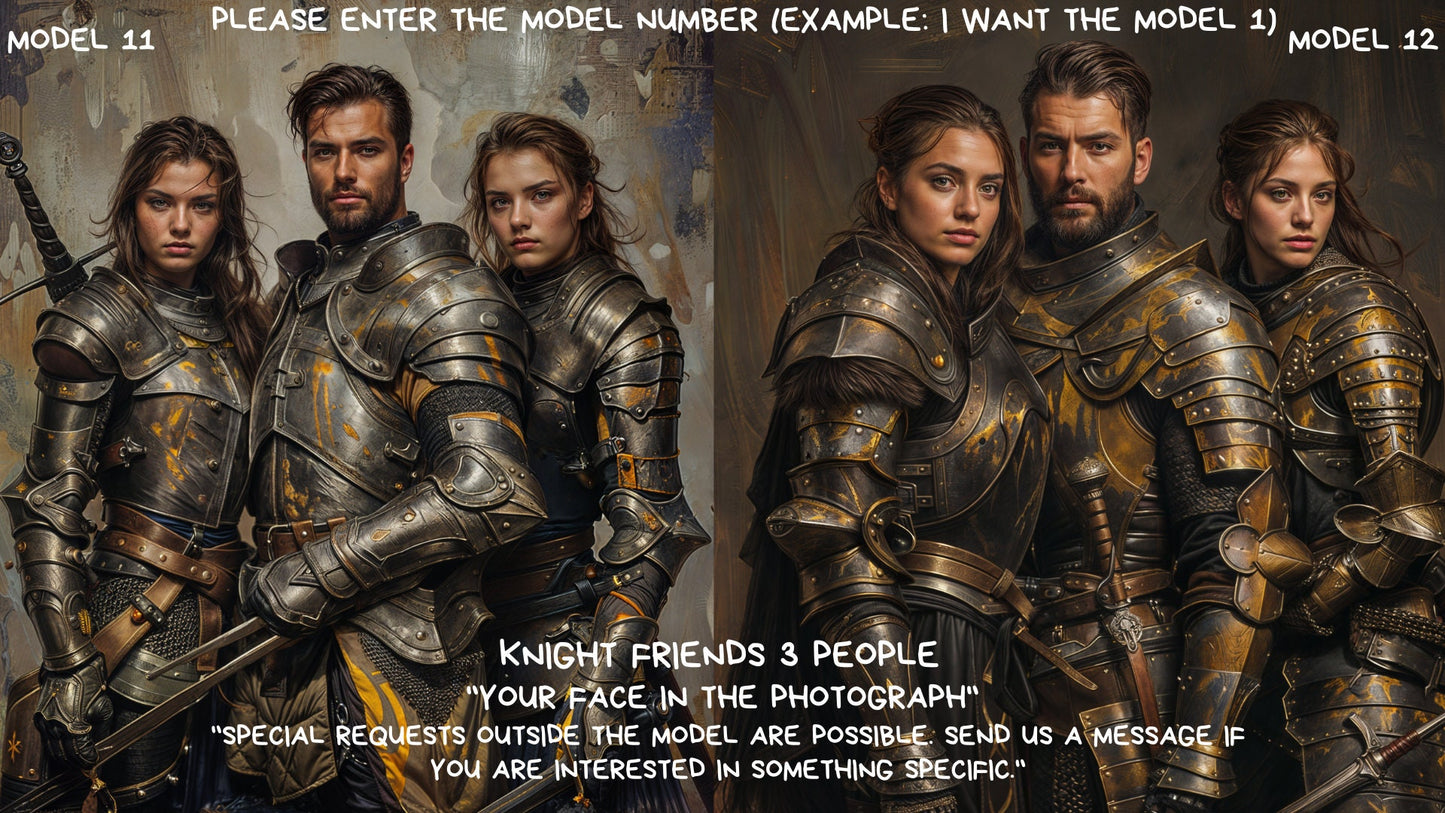 Personalized Knight Portrait ,Knights Friends Style from Picture, Custom Knights Friends Portrait, ,wall art, personalized prints,