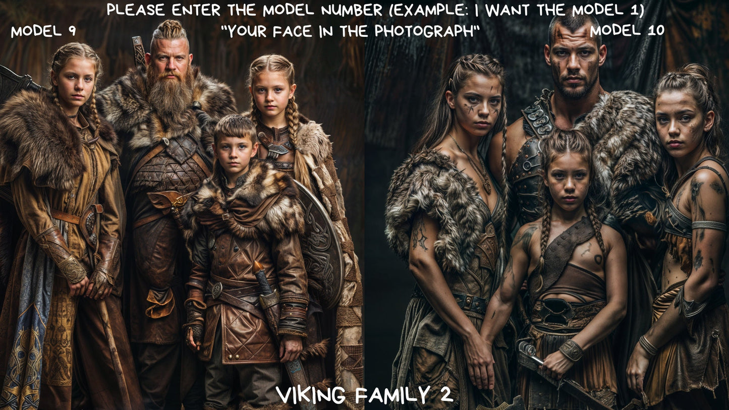 Custom Family Portrait ,Family Viking Style from Picture, Custom Royal Family Portrait, Birthday gift,wall art, personalized prints,