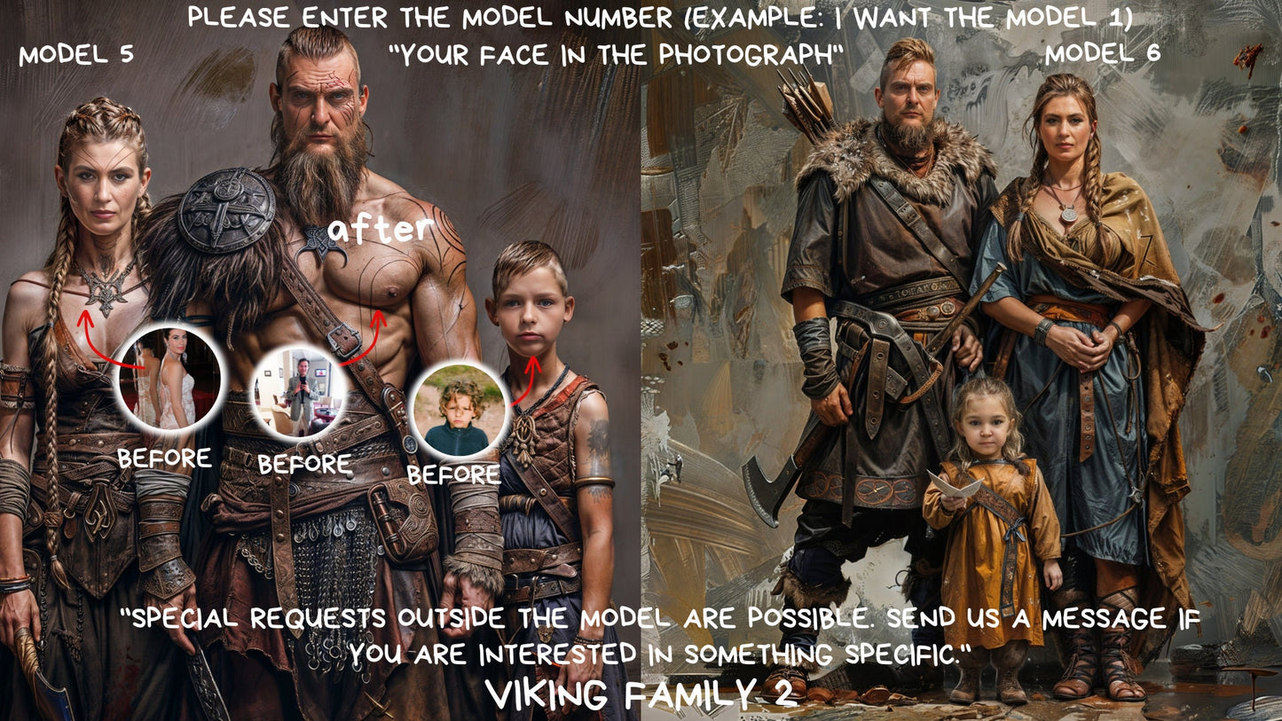 Custom Family Portrait ,Family Viking Style from Picture, Custom Royal Family Portrait, Birthday gift,wall art, personalized prints,