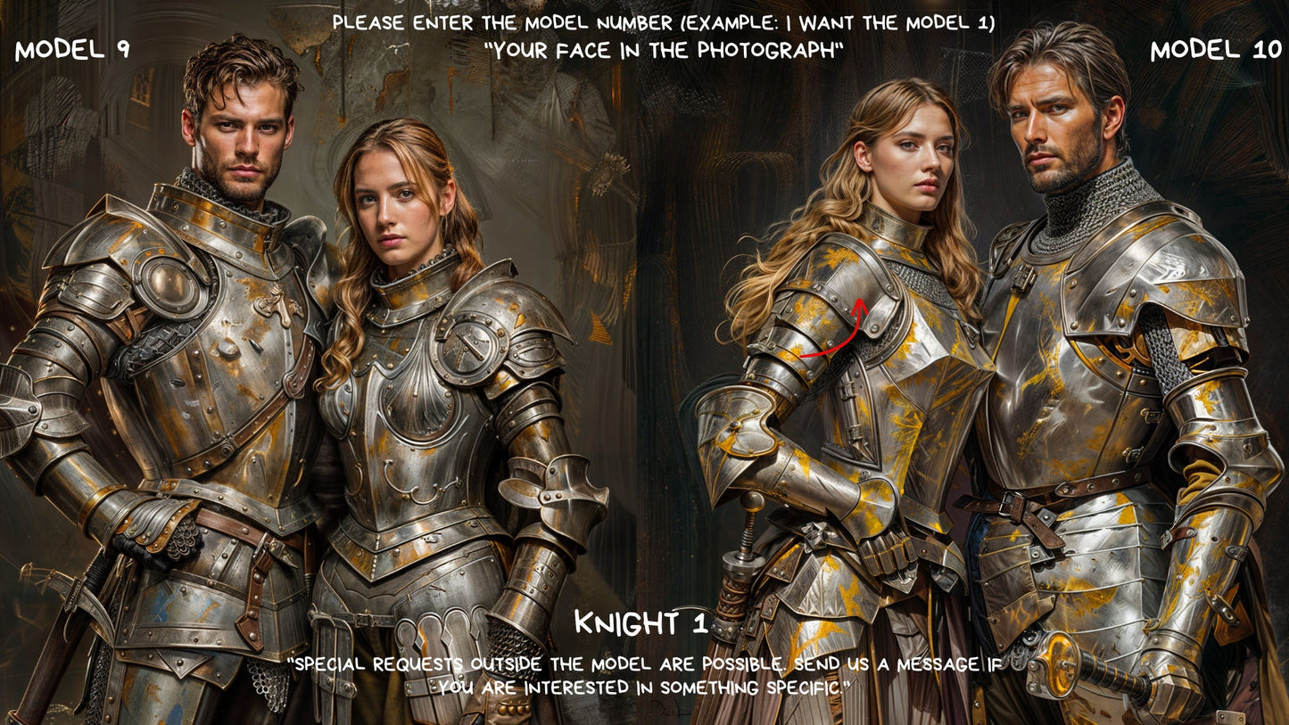 Personalized Knight Portrait ,Couple  Knight Style from Picture, Custom Viking Portrait, ,wall art, personalized prints,