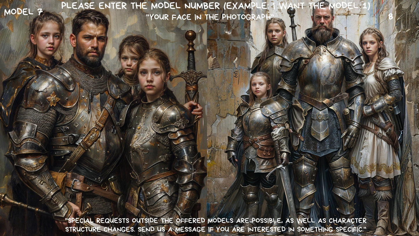 Personalized Knight Family Portrait ,Knights Friends Style from Picture, Custom Knights Friends Portrait, ,wall art, personalized prints,