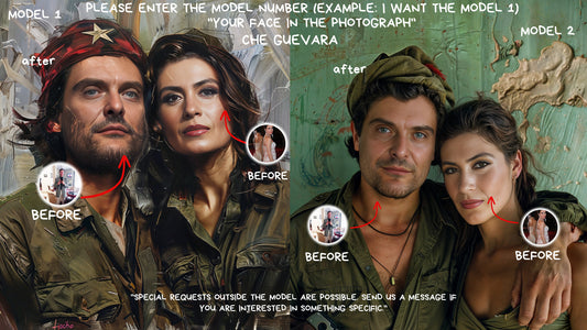 Personalized Che Guevara Portrait ,Couple  Che Guevara Style from Picture, Custom Portrait, ,wall art, personalized prints,gift for couple