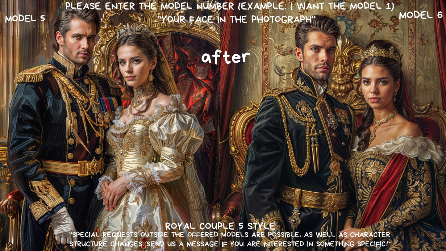 Custom Portrait Royal Couple Style from Picture, Custom Royal Couple Portrait, Birthday gift,wall art, personalized prints,gift for her