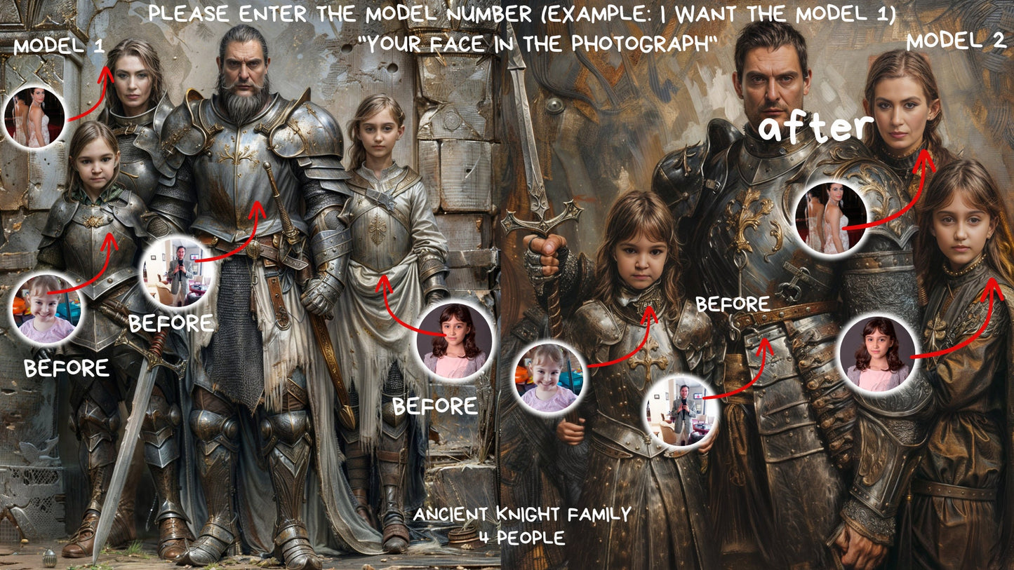 Personalized Knight Family Portrait ,Knights Friends Style from Picture, Custom Knights Friends Portrait, ,wall art, personalized prints,